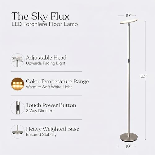 Sky Flux Dimmable LED Floor Lamp (Nickel)