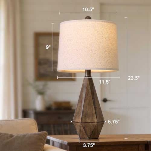 23.5'' Table Lamps Set of 2 for Bedroom (Medium - Wood Brown)