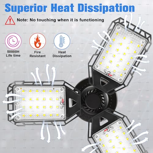 Garage Lights 6500K Shop Light with 6+1 Deformable Panels