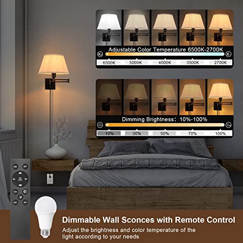 Wall Sconce Plug in (Beige-Remote / Large)