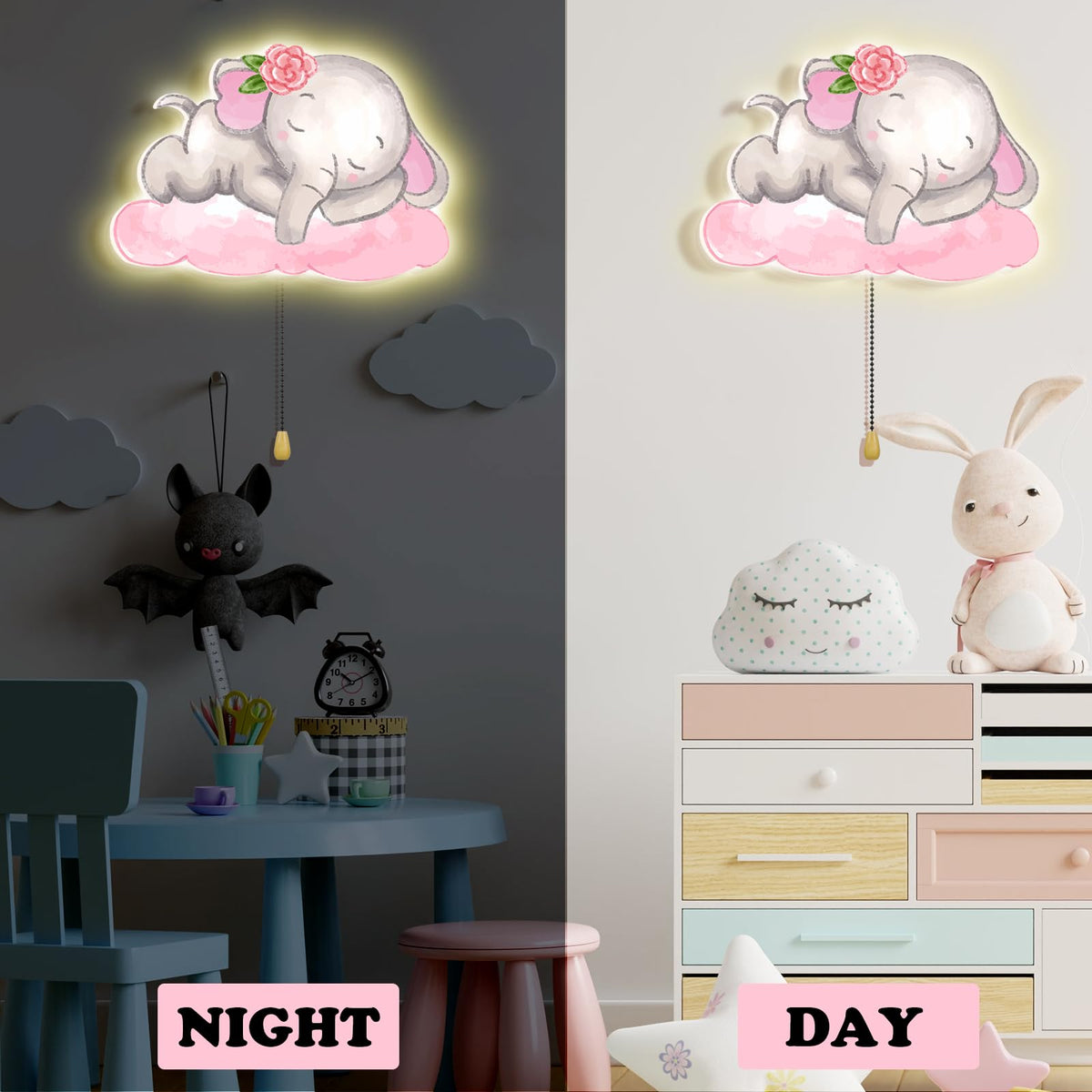 Elephant Night Light Wall Lamp Sleeping Nursery Lighting (Elephant)