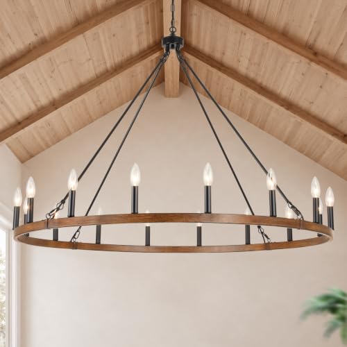 Wagon Wheel Chandelier Modern Farmhouse Chandeliers for Dining Room Light Fixtures Over Table Rustic Pendant Light for Living Room Kitchen Island