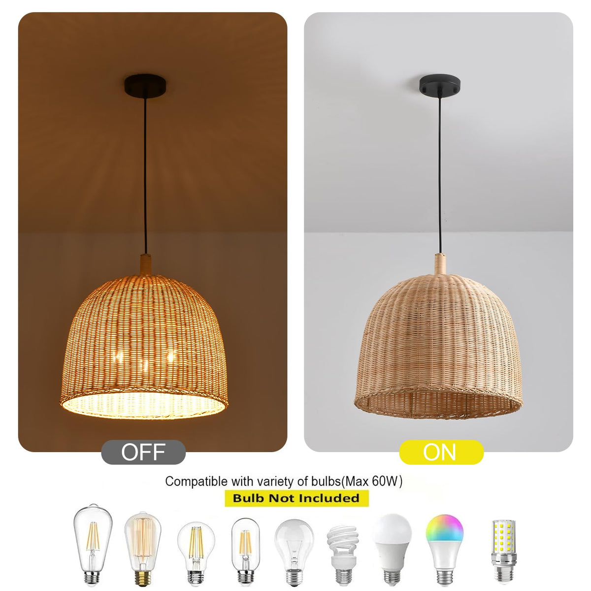 17.7" Rattan Pendant Light (Natural Rattan / 17.7" 3-Light)