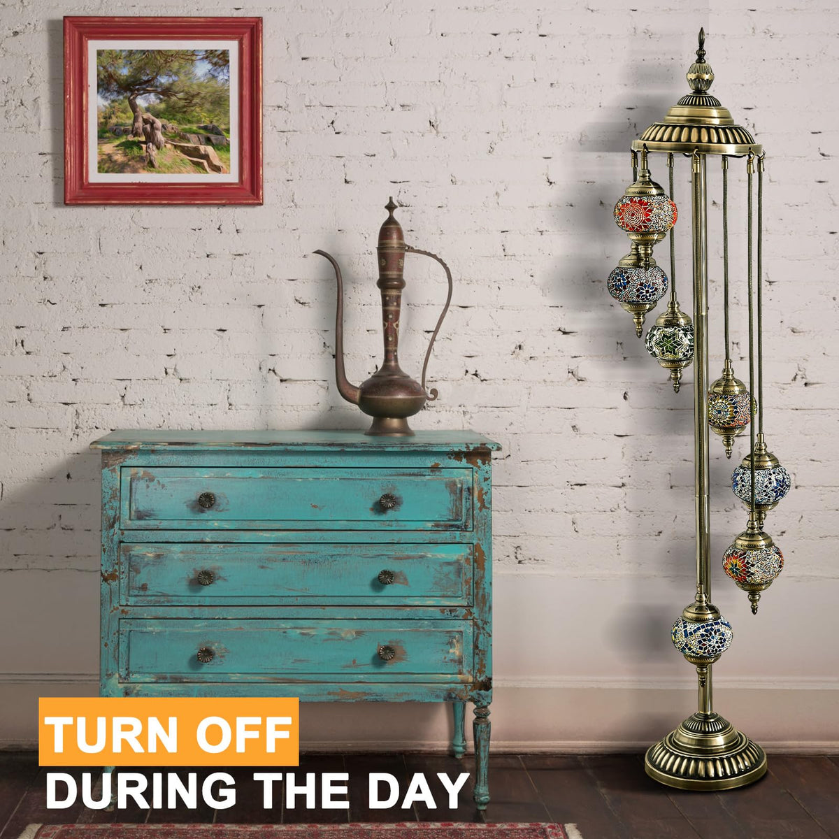 Turkish Mosaic Floor Lamp Moroccan Lamps (7 Globes Style)