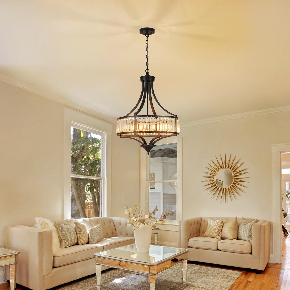 Modern Black Crystal Chandelier (Black)