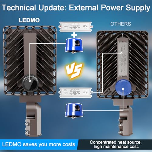 LED Parking Lot Lights with Detachable Power Driver & Photocell (240W/Pole Mount/1 Pack)