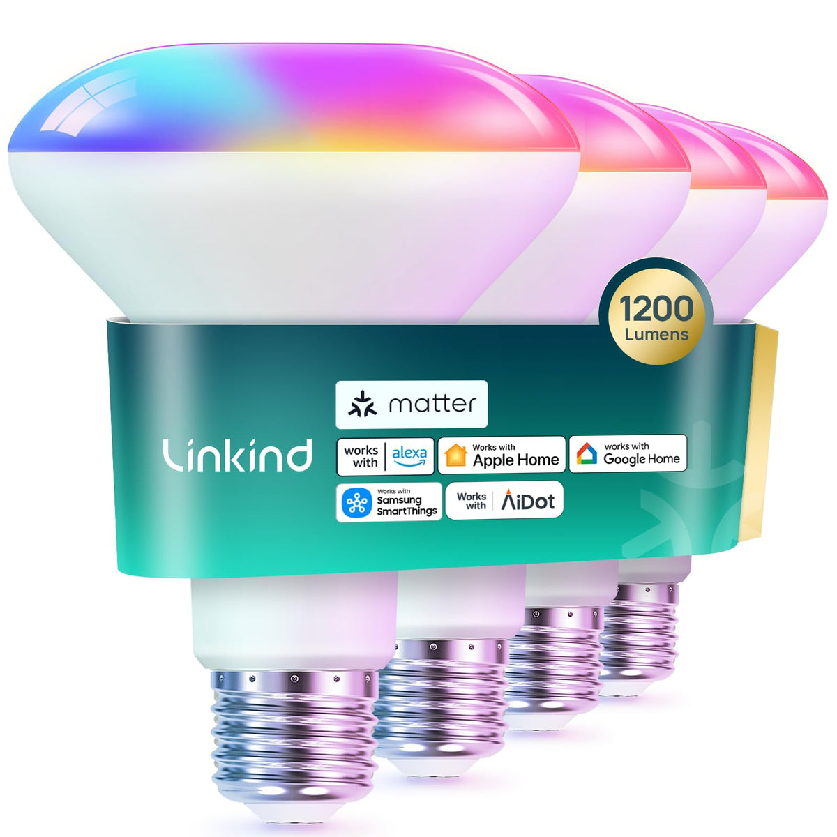 Matter BR30 Smart Light Bulbs (Single-zone / 1200lm-4pk)