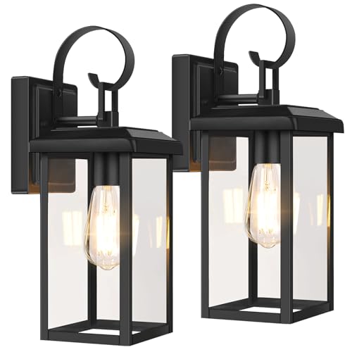 2 Pack 15” Outdoor Wall Light Fixtures (Matte Black / 15")
