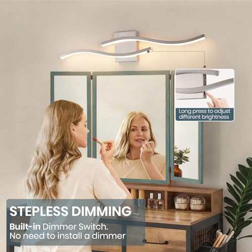 Brushed Nickel Curved 3000~6000K Bathroom Vanity Light Fixture Over Mirror (Brushed Nickel / 31.5INCH)