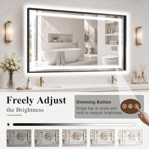 32"x40" LED Bathroom Mirror with Lights (Bk / 40"L x 32"W)