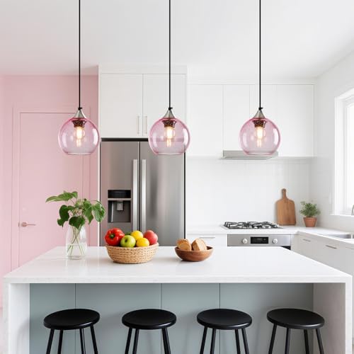 Pink Pendant Lights Kitchen Island 3 Pack (Pink / S - 5.9 in)