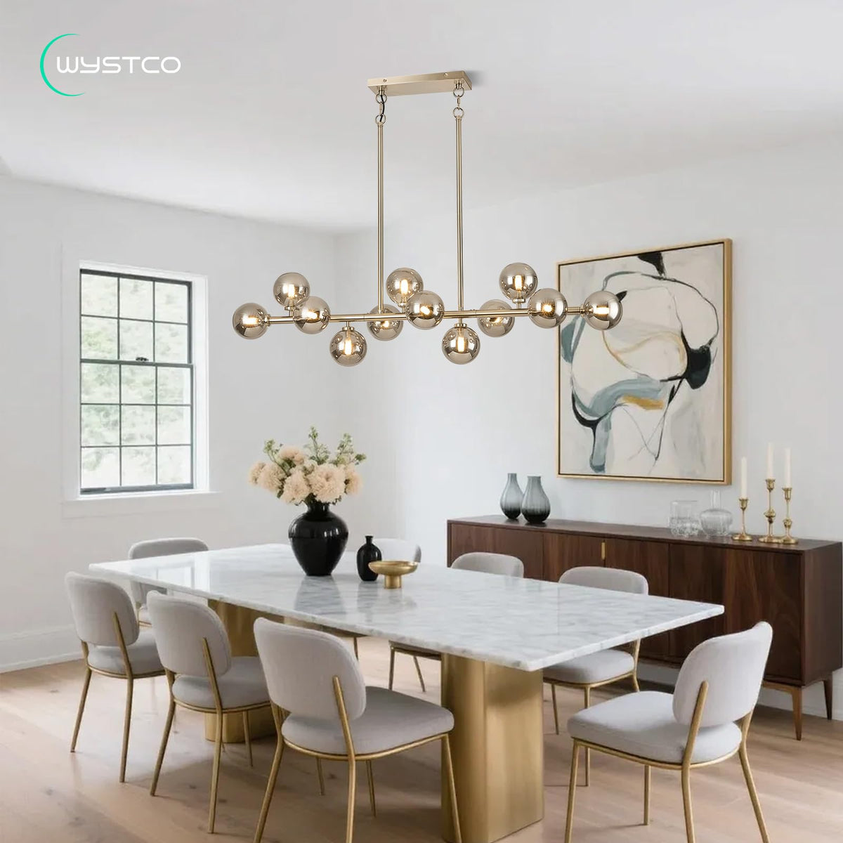 50 Inch Large Glass Globe Sputnik Chandelier (Nickel Somke Grey / 12-Light 50 Inch)