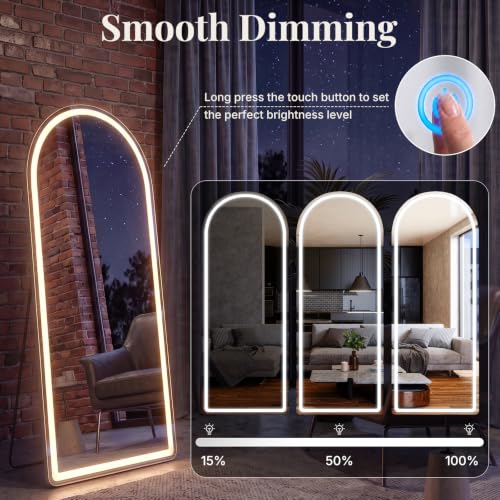 16"x60" Arched Full Length Mirror with Lights (Elegant Led-white Arched / 60"L x 16"W)