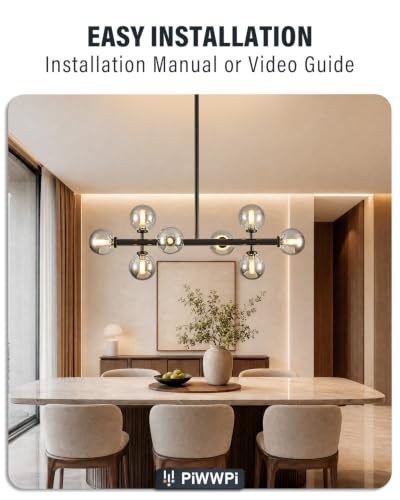 Modern Linear Chandeliers for Dining Room (Black (with Somke Grey Lampshade) / 31.5 Inch)