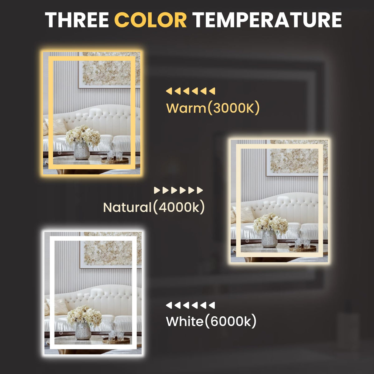 28"X36" LED Bathroom Mirror with Lights (Led / 36"L x 28"W)