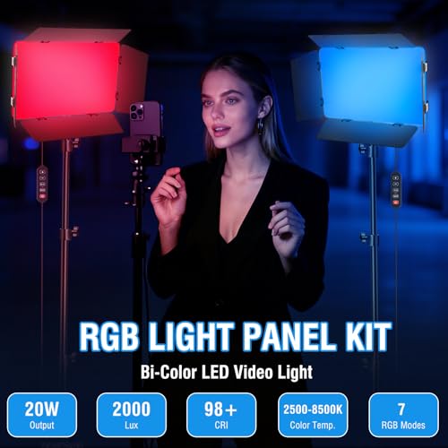 2 Pack LED Video Light Kit with 63'' Tripod Stand