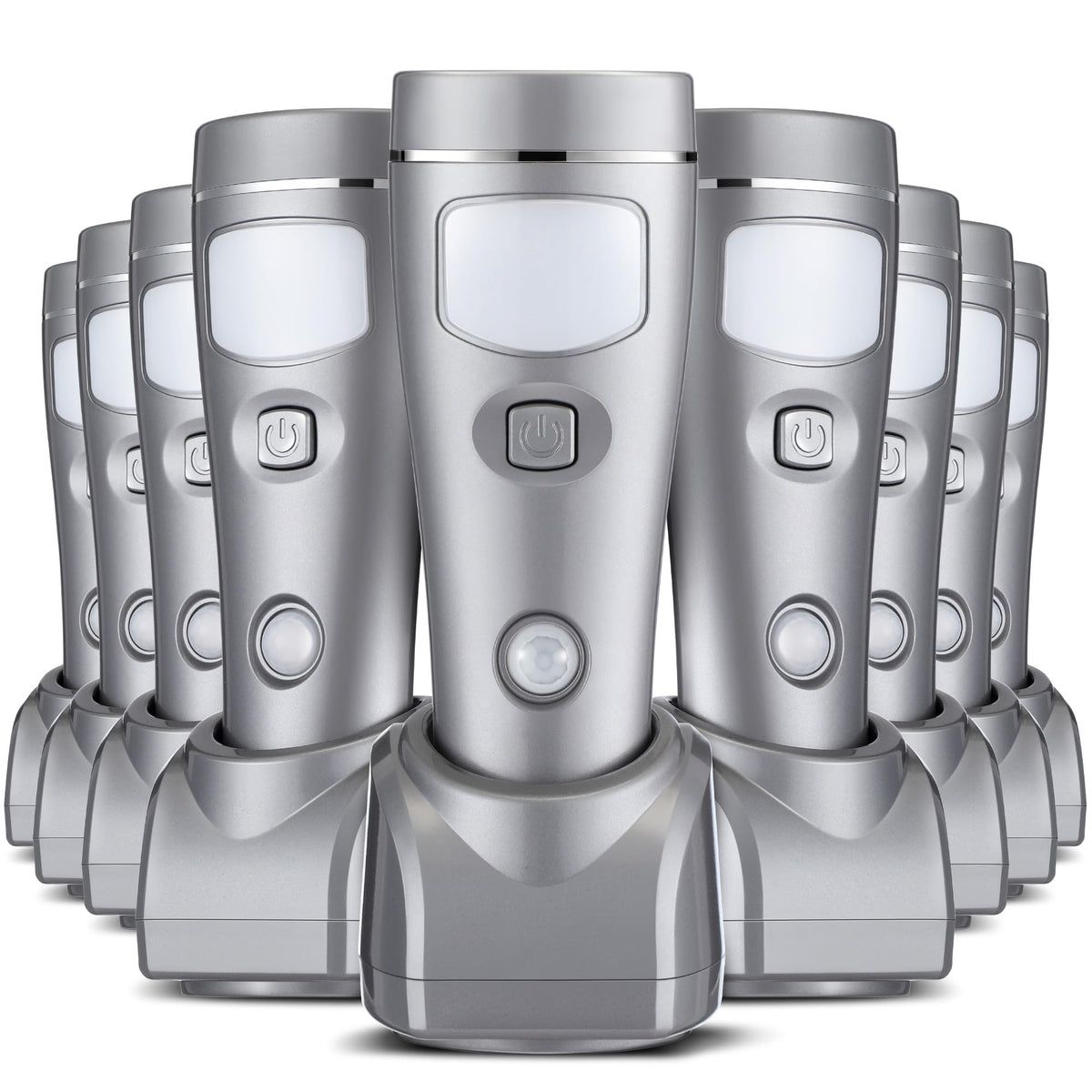 9 Pack 4 in 1 LED Emergency Lights for Home Power Failure (Silver)