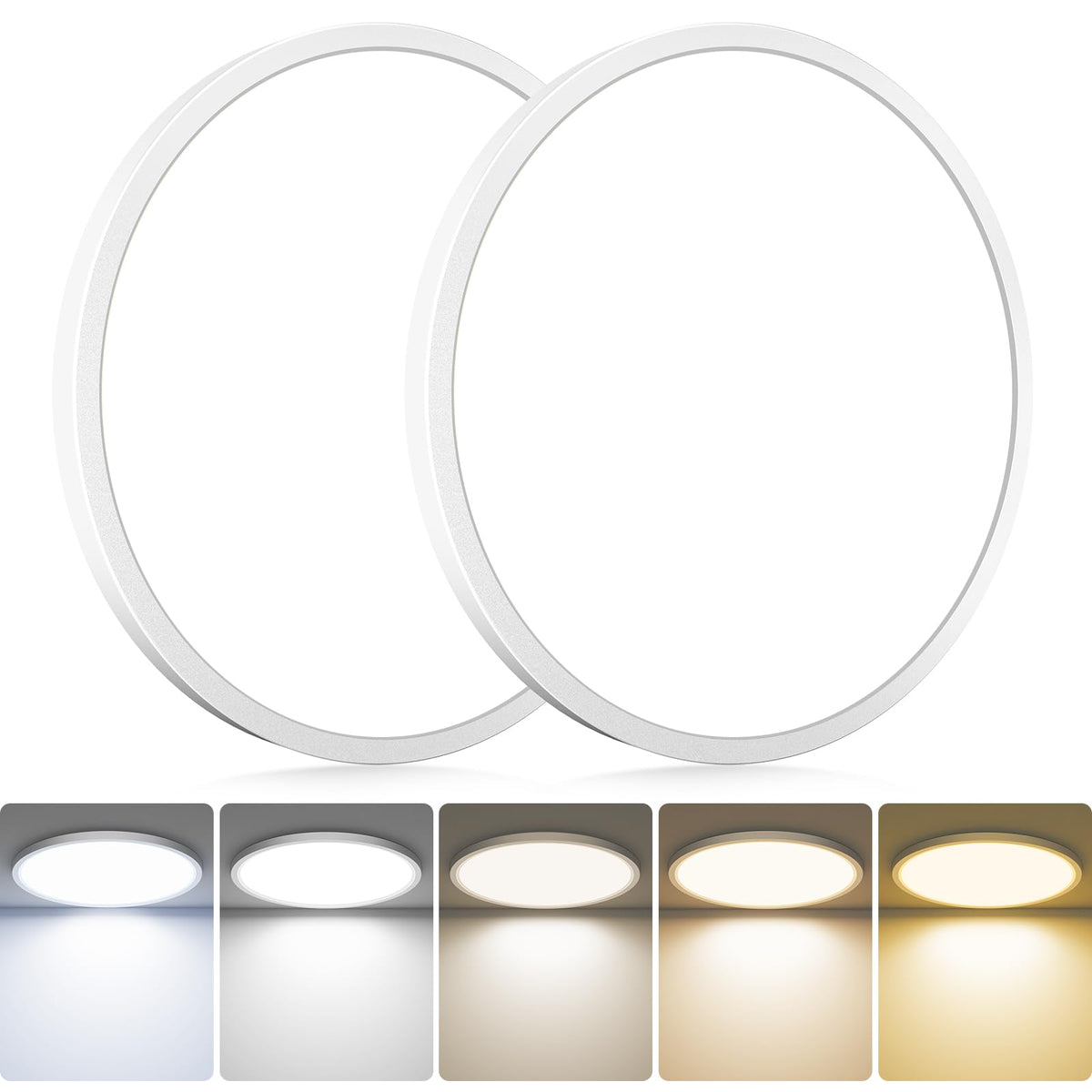 2Pack LED Flush Mount Ceiling Light Fixture (White / 13Inch-2pack)