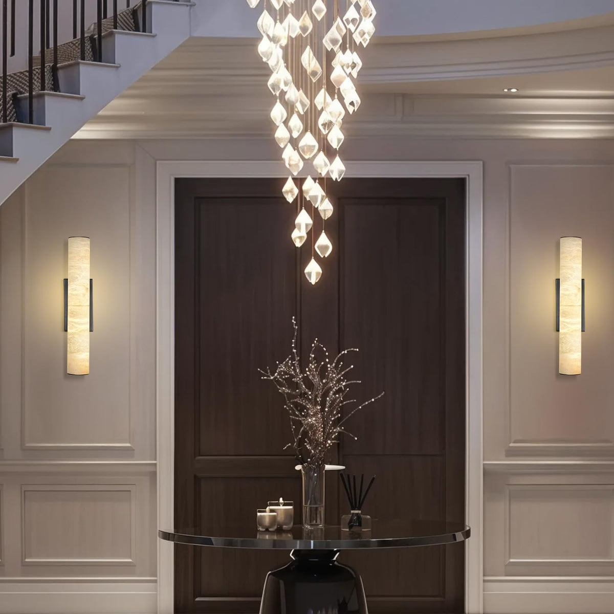 20" Alabaster Wall Sconce (Black-1 PC / 20")