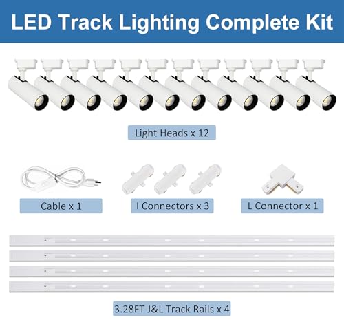 Plug in J&L Type LED Track Lighting Kits Dimmable Adjustable Angle Heads
