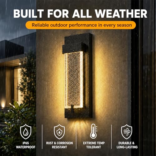5CCT Bubble Glass Outdoor Wall Light (Black-1 Pack)