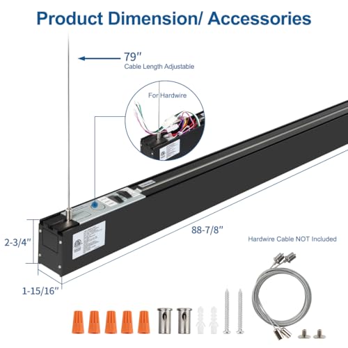 8FT Direct & Indirect LED Architectural Linear Light Fixture 4 Pack (Black / 8FT)
