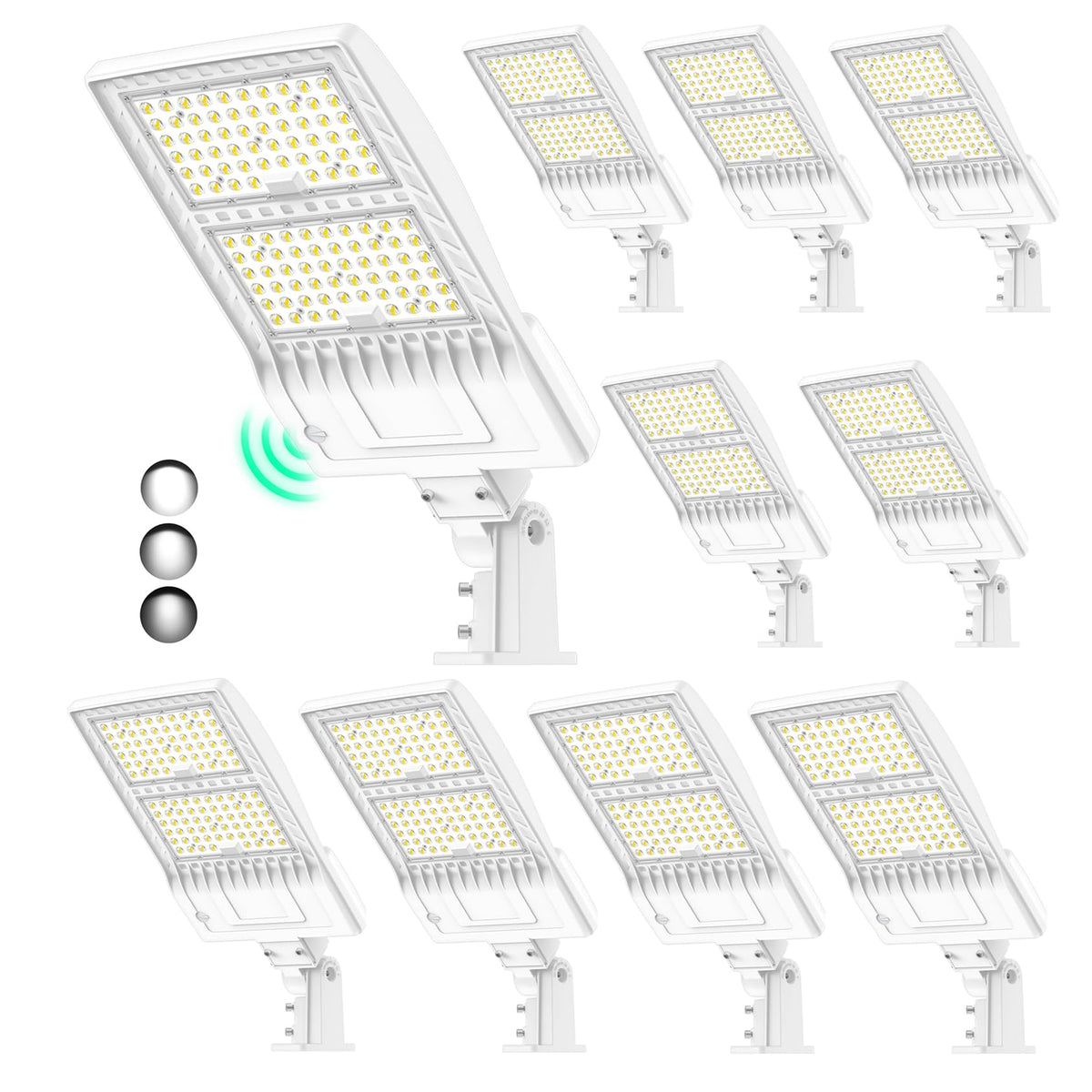 10Pack 400W LED Parking Lot Lights Arm & Slip Fitter Mount Dusk to Dawn (400W)