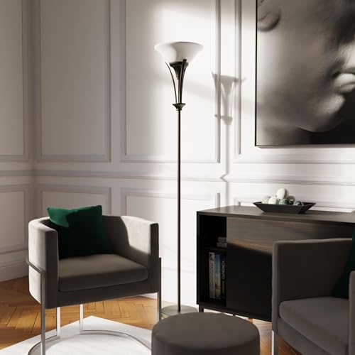 63361 Gatineau 71" Dark Bronze Floor Lamp with Alabaster Glass Shade (Rustic)