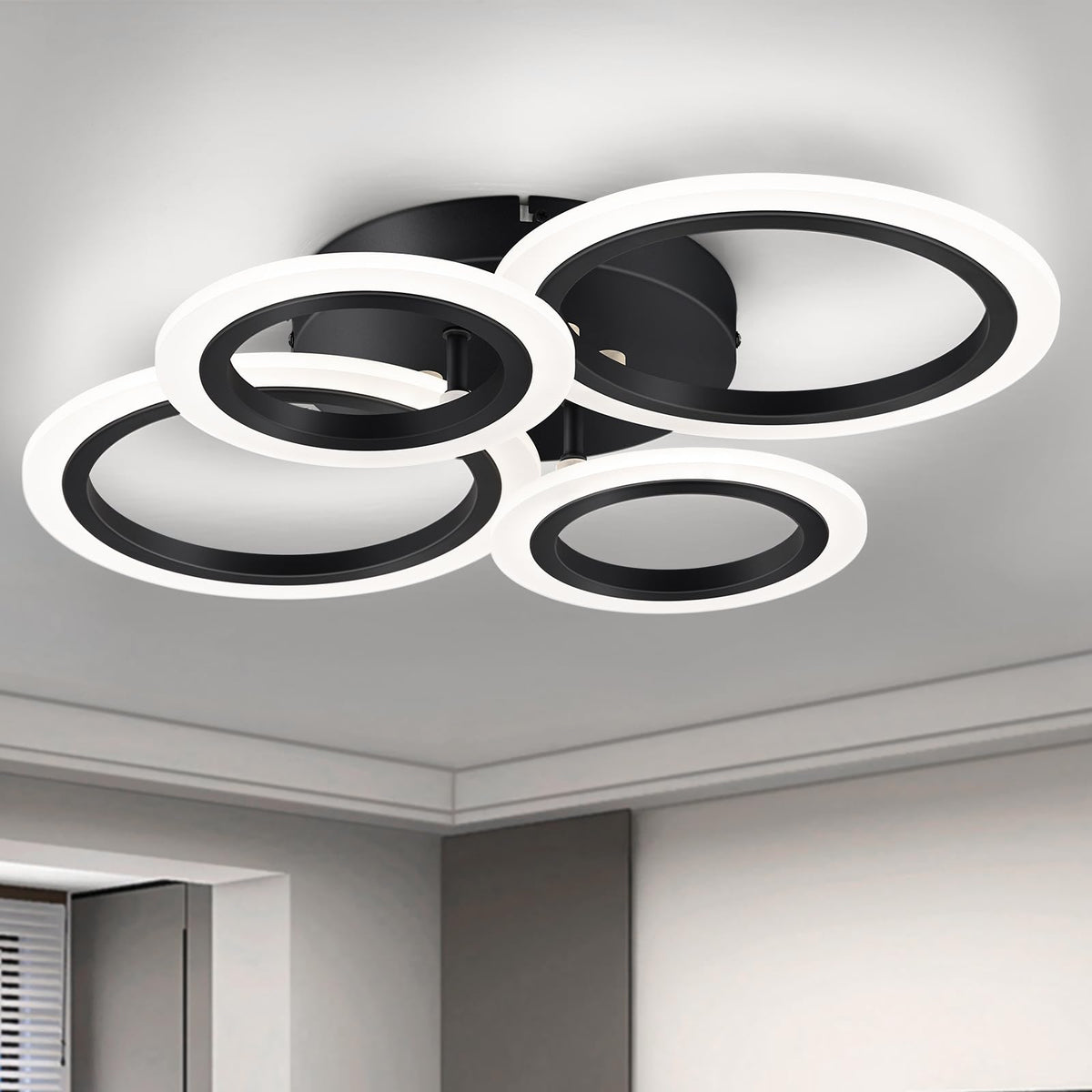 Modern LED Ceiling Light (4-Light / Black)