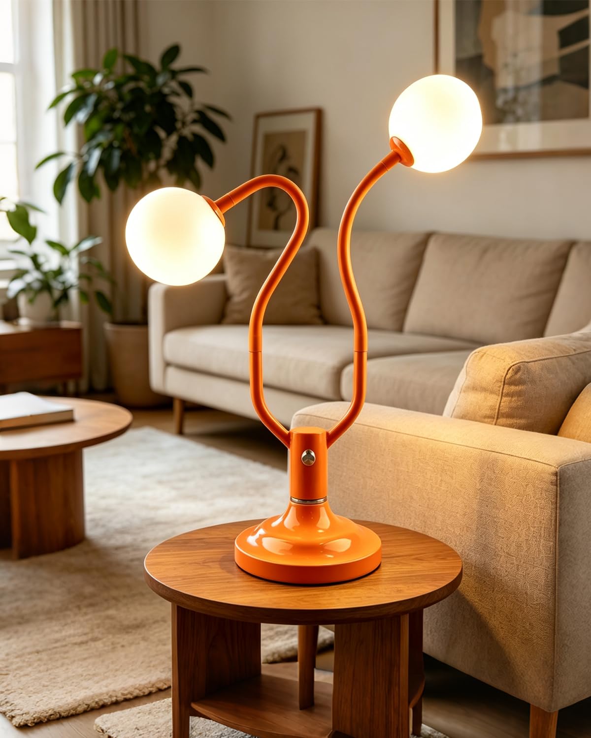 Orange Globe Table Lamp Magic DIY Arms G9 Bulbs Included Dimmable (12-Orange-Globe-2U-Magic DIY Arms)