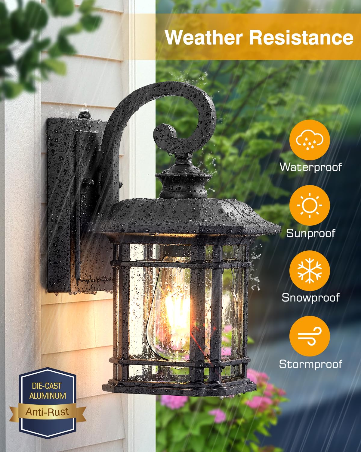 Black Outdoor Light Fixture Dusk to Dawn (Black / 12.4 in Dusk to Dawn 2 Pack)