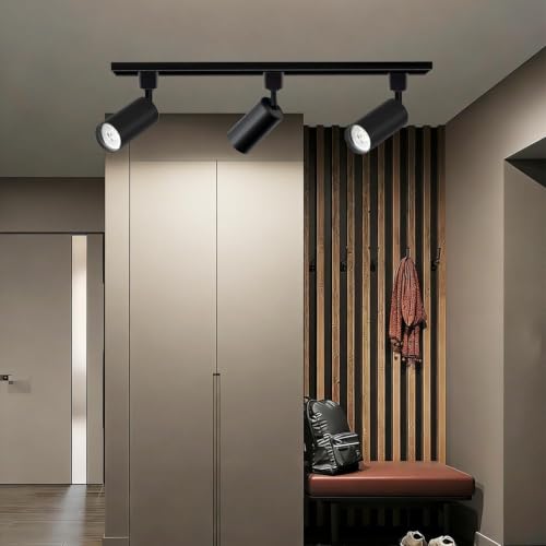 GU10 LED Track Lighting Kit H Type Plug in Dimmable White Spotlights (Black 3CCT / 24 Head Big Kit)