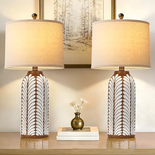 26.5'' Bedside Lamp Set of 2 (Wood Grain)