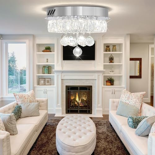 Dia 12" Mini Chandelier Flush Mount Chandelier for Hallway (Silver / Dia 12")