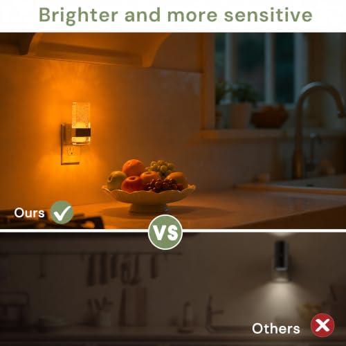 Night Light Dimmable Night Lights Plug into Wall Amber (Silvery White)