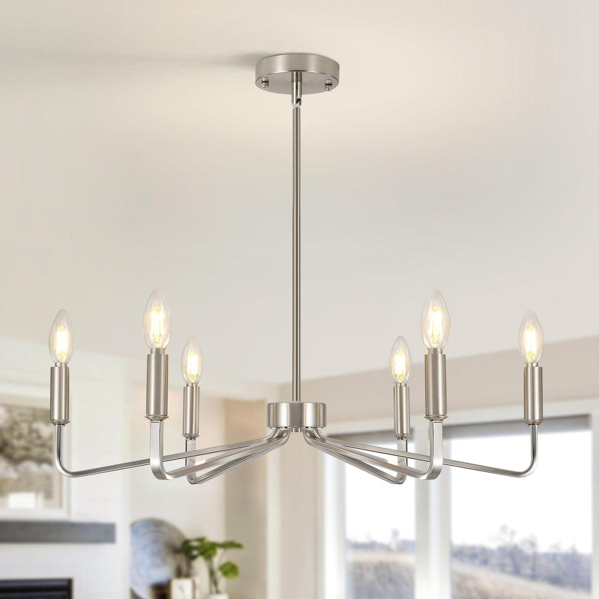 6 Light Brushed Nickel Chandeliers for Dining Room (Nickle / 6-Light)