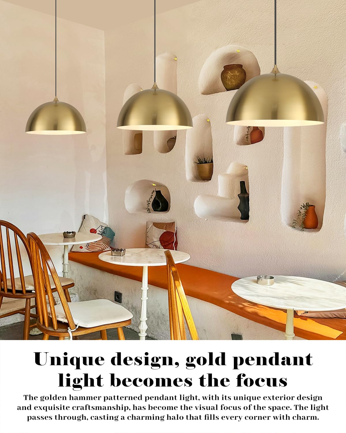 Gold Pendant Lights Kitchen Island (Gold+White / 16"x2)