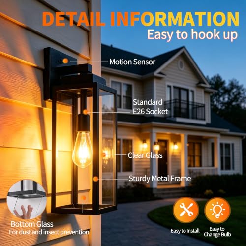 17 Inch Motion Sensor Dawn to Dusk Outdoor Sensor Light Fixture Waterproof Porch Lights Anti (17 Inch)