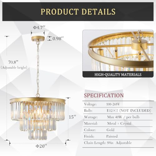 20" Modern Crystal Chandeliers (Gold / Small-20”)