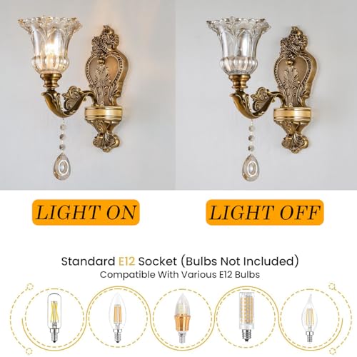 Vintage Style Crystal Sconce (Gold / 1PC)