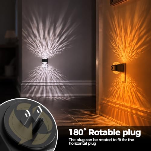 Motion Night Light Projector Dimmable 3 Colors Warm Rotatable (Black-Motion)