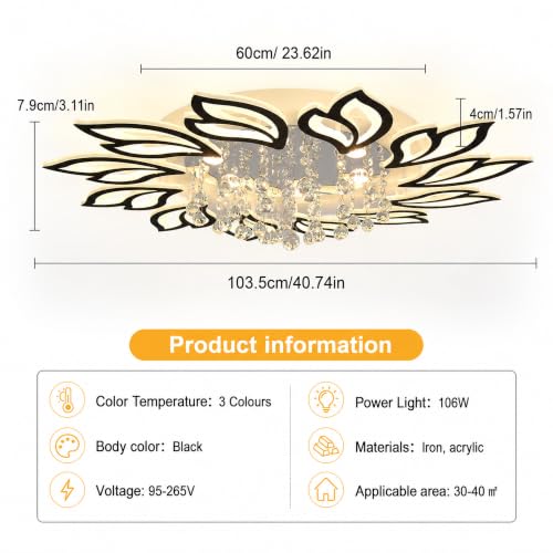Modern Ceiling Light (Black / 40.7 In)
