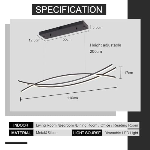 39.37in Color Changing Modern LED Pendant Light (Black / 39.37")