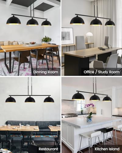 3 Light Island Light for Kitchen (3 Light / Black)