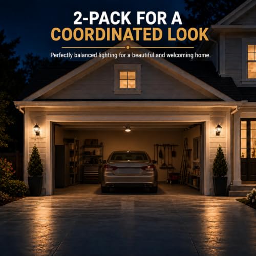 Motion Sensor Outdoor Wall Lights 2 Pack (Black / Motion Sensor)