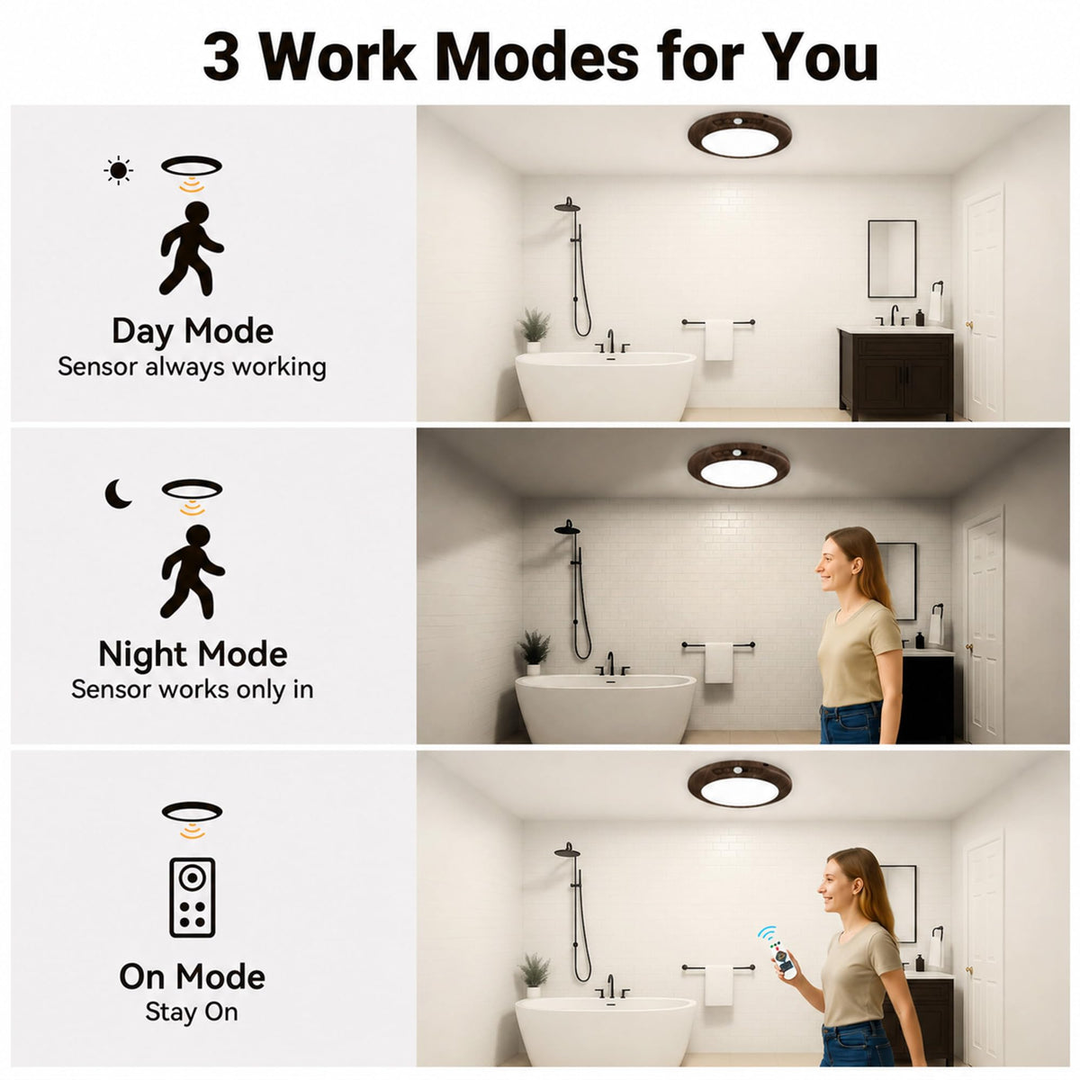 Wireless Rechargeable Ceiling Light with Remote (Dark Wood / 1 Pack)