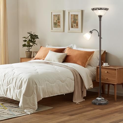 Torchiere Floor Lamps for Living Room (Brown,White)