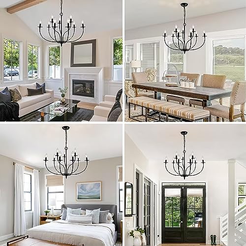 9 Light Black Chandelier (Black / 9 Light)