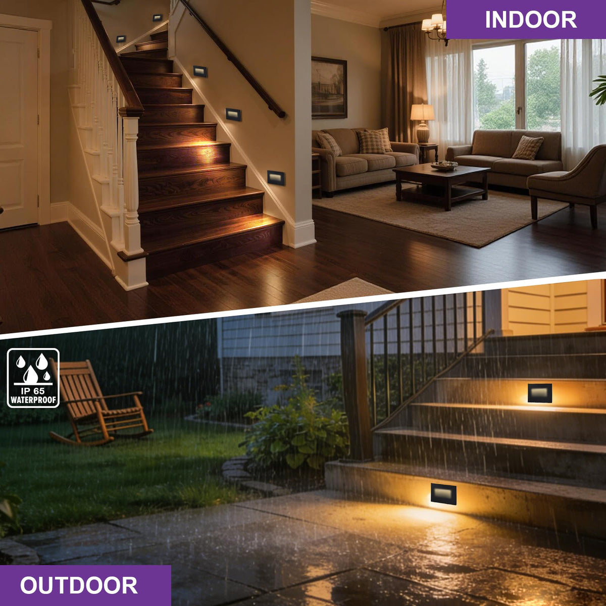 4 Pack Horizontal LED Step Lights (Horizontal-Black / 4 Pack)