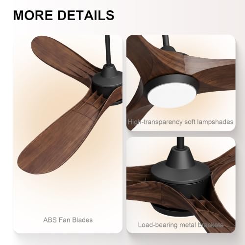60 Inch Ceiling Fan with Lights (Black & Walnut / 60 inch)